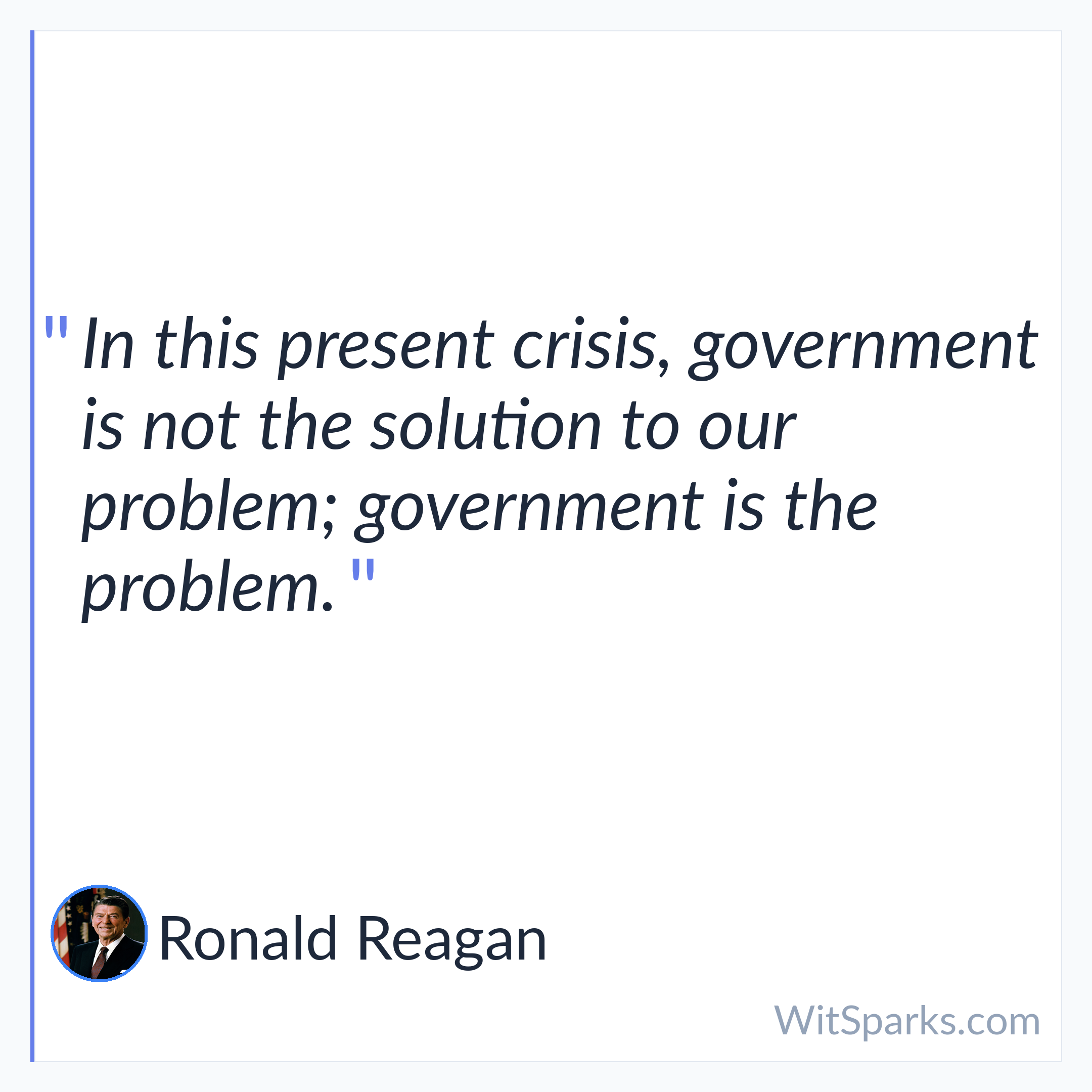 Ronald Reagan: In this present crisis, government is not…