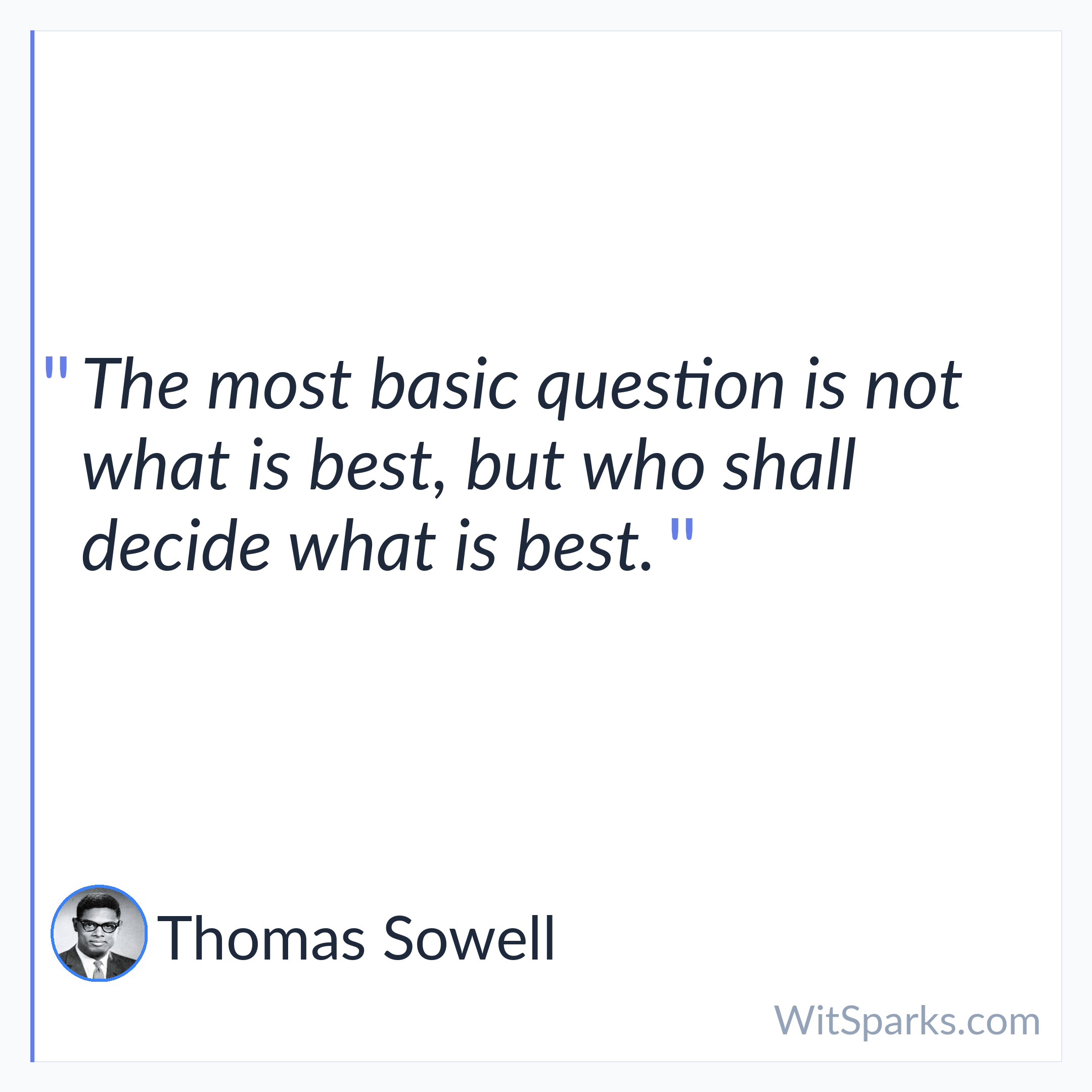 Thomas Sowell: The most basic question is not what…